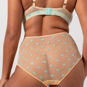 Mesh Highwaist Briefs Peach/Turquoise