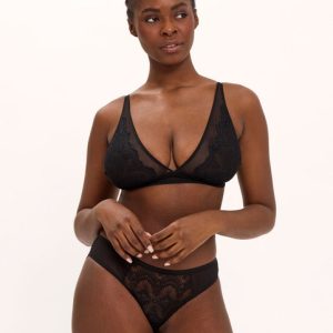 Lace Plunge Bralette Black