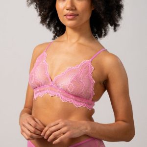 Lace Triangle Bralette Candy Pink