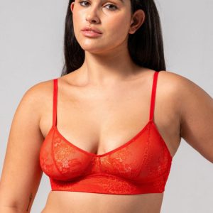 Floral Lace Balconette Fiery Red
