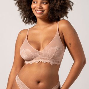 Lace Mesh Triangle Bralette Nude