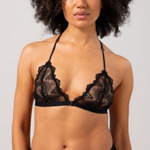 Lace Racerback Triangle Bralette Black