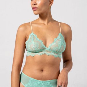 Lace Triangle Bralette Turquoise/Peach