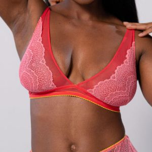 Lace Plunge Bralette Coral