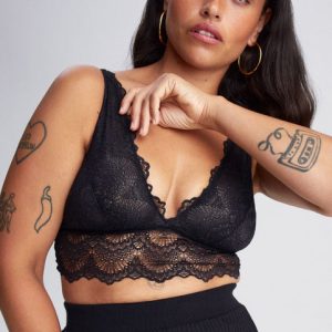Lace Plunge Bralette Top Black