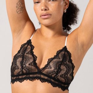 Lace Triangle Bralette Black/White