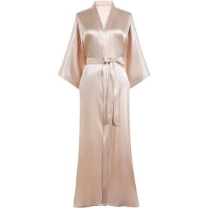 Silk Kimono Robe Long Wedding Bridesmaid Silk Bathrobe