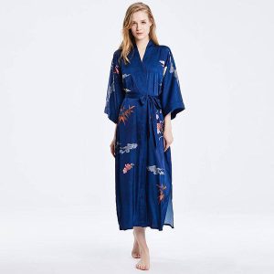 womens floral  pure Silk Kimono Robes  100% Mulberry Silk Bathrobe